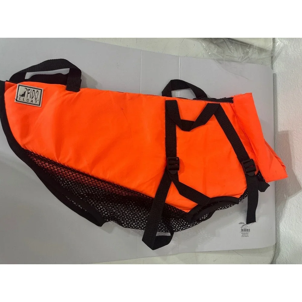 Fido Float Dog Life Jacket Neon Orange Large Pet Safety Vest PFD with Handles